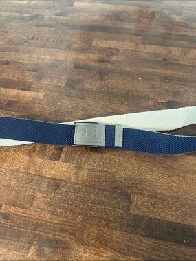 Under Armour Boys Navy Blue and White Webbing Belt with Silver Buckle